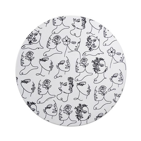 Hey Casey! Floral Faces Line Art Mouse Pad