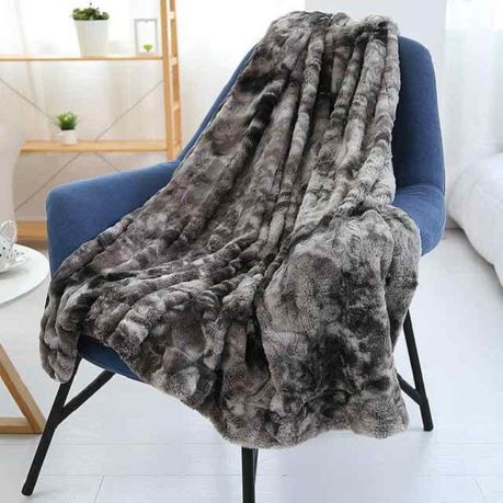 Wonder Trend Faux Fur Luxury Mink Thermal Heat Blanket Throw Light Grey