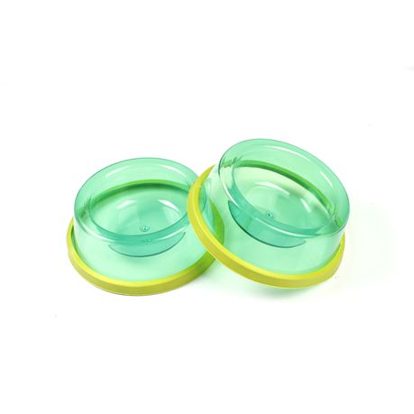 Green- Pet bowl non-slip transparent Plastic material bowl S/M(Pack of 2) Buy Online in Zimbabwe thedailysale.shop