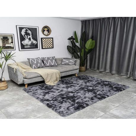 Black & Grey Fluffy Shaggy (200cmx150) Buy Online in Zimbabwe thedailysale.shop