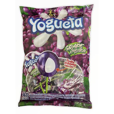 Yogueta Lollipops - Grape Xplosion with Double Cream Centre Buy Online in Zimbabwe thedailysale.shop
