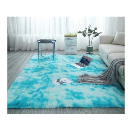 Light Blue and White Fluffy Shaggy Rug/Carpet (150X200) Buy Online in Zimbabwe thedailysale.shop