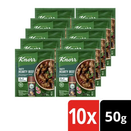 Knorr Tasty Hearty Beef with Robertsons Steak & Chops Spice Soup 10x50g Buy Online in Zimbabwe thedailysale.shop