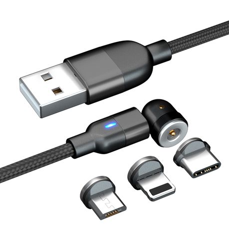 Charging Cable 3-in-1 Magnetic - Black - 2m Long Buy Online in Zimbabwe thedailysale.shop