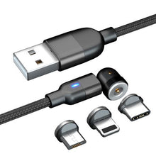 Load image into Gallery viewer, Charging Cable 3-in-1 Magnetic - Black - 2m Long
