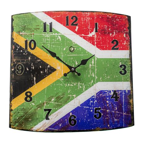 Quintessential Clocks - South African Flag - Decorative Glass Wall Clock Buy Online in Zimbabwe thedailysale.shop