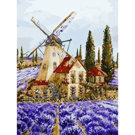 Diamond Painting DIY Kit - Full Drill Round Dot - Windmill With Lavender Buy Online in Zimbabwe thedailysale.shop