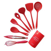 Load image into Gallery viewer, Hestia 8 Piece Silicone Kitchen Utensil Set - Red
