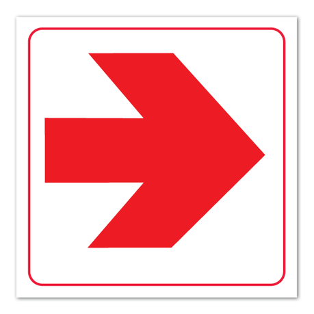 Safety Signs - Red Arrow 150x150mm - White ABS Buy Online in Zimbabwe thedailysale.shop