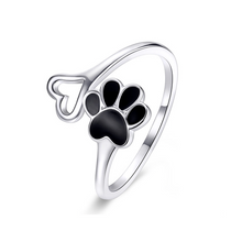 Load image into Gallery viewer, 100% 925 Sterling Silver Platinum Plating Adjustable Paw Print Ring

