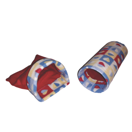 Guinea Pig / Small Animal Fleece Tunnel Set - Red, Blue Yellow Pattern Buy Online in Zimbabwe thedailysale.shop