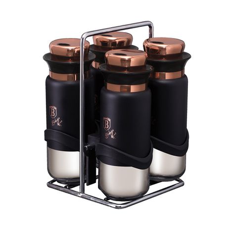 Berlinger Haus 5 Piece Steel and Glass Spice Shaker Set - Black Rose Collectiom Buy Online in Zimbabwe thedailysale.shop