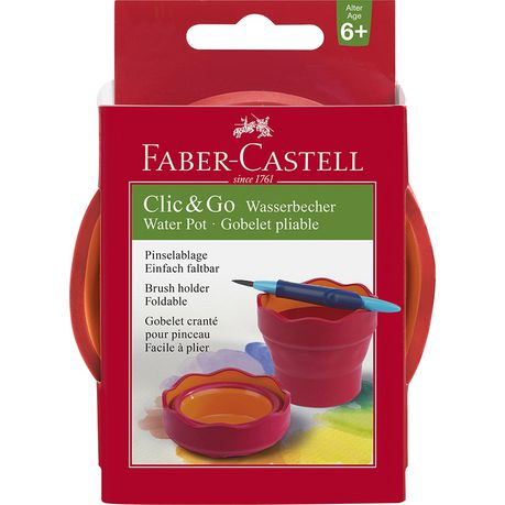 Faber-Castell Clic & Go Water Pot - Red/Orange Buy Online in Zimbabwe thedailysale.shop