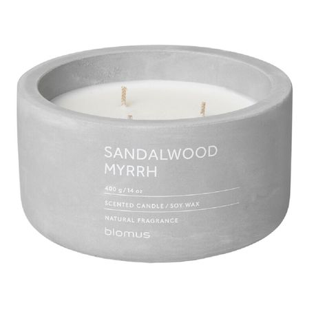 Blomus Scented Candle: Sandalwood Myrrh in Pale Grey Container Fraga 13cm Buy Online in Zimbabwe thedailysale.shop
