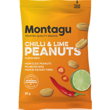 Load image into Gallery viewer, Montagu Flavoured Roasted Peanuts Chilli &amp; Lime 10x 50g Box
