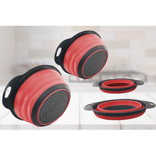 Load image into Gallery viewer, Smart Living Easy-Stack 2 Piece Collapsible Colander &amp; Strainer Set - Red
