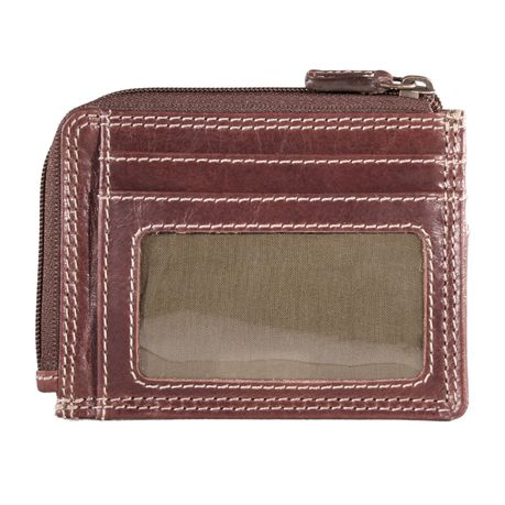 NUVO - AW140 Brown Leather Credit Card Wallet With Zip Pocket Buy Online in Zimbabwe thedailysale.shop