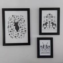 Load image into Gallery viewer, Nordic Scandianvian A5 Framed Art Wall Decor Gift Print - &#39;Royal Deers&#39;
