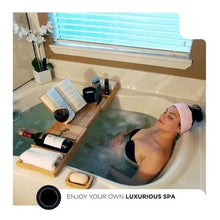 Load image into Gallery viewer, Expandable Bamboo Spa Bathtub Tray With Wine Glass Slot/ Book/Tablet Holder
