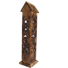 Load image into Gallery viewer, Handmade Wooden incense sticks &amp; Incense Cone Burner Tower - House
