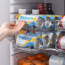 Load image into Gallery viewer, Kitchen Fridge Organizer Bins Soda Can Dispenser 2Tier Rolling
