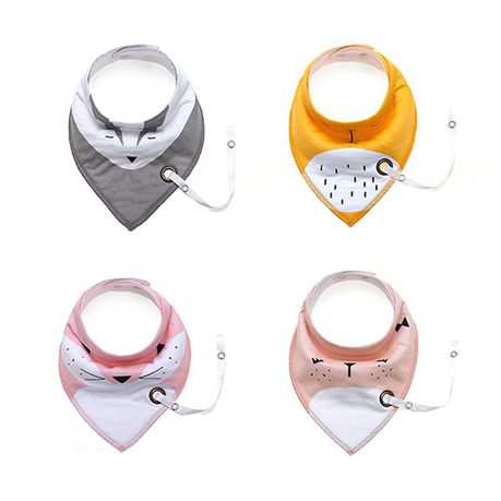 Set of four Baby Bibs with Dummy Holder -  Wolf Cat Buy Online in Zimbabwe thedailysale.shop
