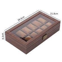 Load image into Gallery viewer, 12 Slot Watch Display Box Organizer - Woodgrain
