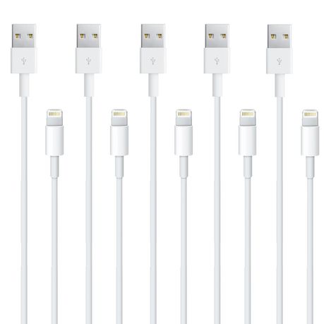 KT&SA Lightning Charging Cable white Pack of 5 Buy Online in Zimbabwe thedailysale.shop