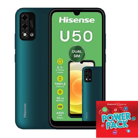 Hisense Infinity U50 16GB Dual Sim - Green + Vodacom SIM Card Pack Buy Online in Zimbabwe thedailysale.shop