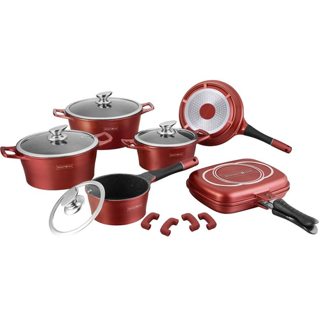 Royalty Line 15 Piece Marble Coating Cookware Set - Burgundy Buy Online in Zimbabwe thedailysale.shop