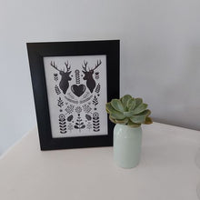 Load image into Gallery viewer, Nordic Scandianvian A5 Framed Art Wall Decor Gift Print - &#39;Royal Deers&#39;
