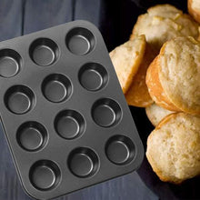 Load image into Gallery viewer, 12 Cup Non Stick Muffin Tray with Silicone Cups
