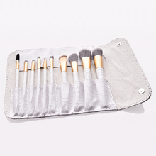 Load image into Gallery viewer, 10-Piece White Ombre Makeup Brush Set with Pouch
