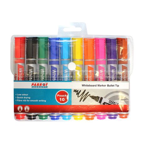 Parrot Whiteboard Marker Bullet Tip - Assorted (Pack of 10) Buy Online in Zimbabwe thedailysale.shop