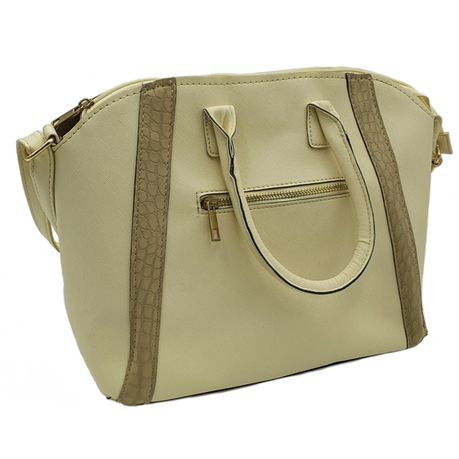 Bowling Style Handbag - Beige Buy Online in Zimbabwe thedailysale.shop