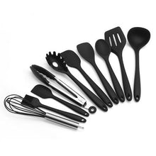 Load image into Gallery viewer, 10 Piece Non-Stick Silicone Kitchen Utensil Set-Black

