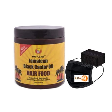 Top Class Jamaican Black Castor Oil Hair Food ( 175g) With 10 Black Masks