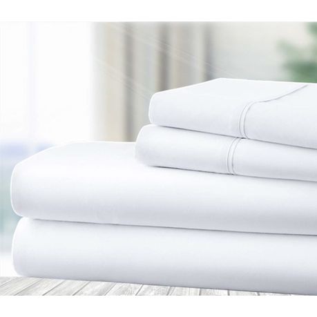 Wrinkle Resistant Double Sheet Set: Crispy White 4 Piece Bedding Buy Online in Zimbabwe thedailysale.shop