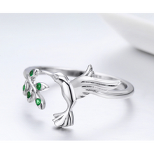 Load image into Gallery viewer, 100% 925 Sterling Silver Platinum Plating Adjustable Hummingbird Ring
