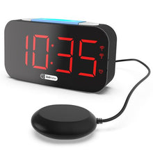 Load image into Gallery viewer, Large Display Alarm Clock with vibrating disc and USB chargers
