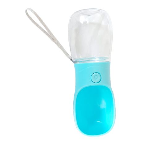 Portable Dog Water Bottle - Outdoor Travel Plastic Cup with Fountain - Blue Buy Online in Zimbabwe thedailysale.shop