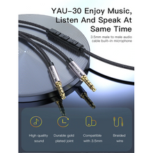 Load image into Gallery viewer, Nylon Braided Male to Male AUX Cable With Volume Control - 1.2m - YAU30

