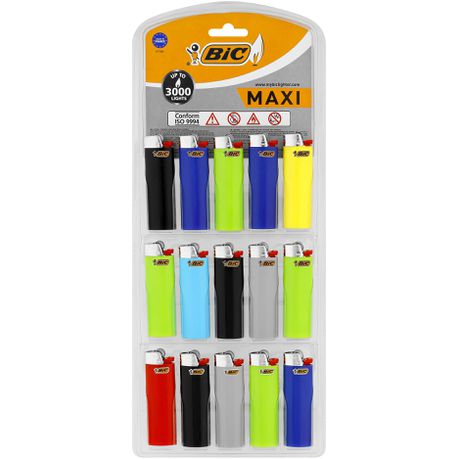 BIC Maxi Standard Lighter Display Pack of 15 Buy Online in Zimbabwe thedailysale.shop