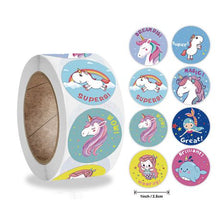 Load image into Gallery viewer, Kids rewards/motivation sticker roll - 500 stickers (Magical Unicorn)
