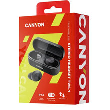 Load image into Gallery viewer, Canyon True Wireless Earbuds with charging case - Earpads included - Black
