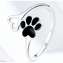 Load image into Gallery viewer, 100% 925 Sterling Silver Platinum Plating Adjustable Paw Print Ring
