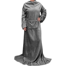 Load image into Gallery viewer, Wearable Fleece TV Blanket: Sleeves &amp;Pocket Unisex Throw Wrap Light Grey
