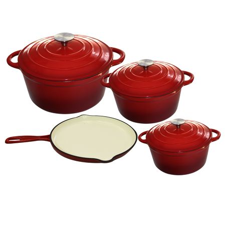 JB LUXX Delica 7-Piece Heavy Duty Cast Iron Cookware Set - Red Buy Online in Zimbabwe thedailysale.shop