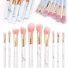 Load image into Gallery viewer, 10 Piece Marble Style Professional Makeup Brush Cosmetic Set - Pink
