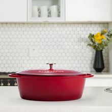 Load image into Gallery viewer, Capri 33cm Enamel Coated Red Cast Iron Oval Casserole (Non-Stick)
